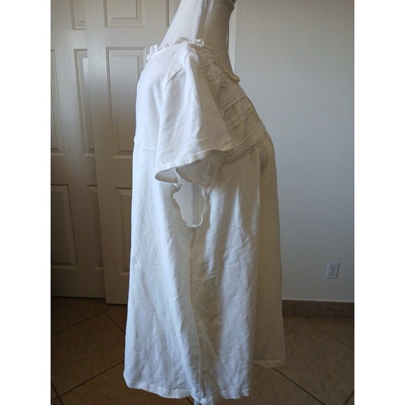 Ella Moss Womens Eyelet Knit Top Cream XXL Short Sleevs Pretty Beach Summer - Picture 2 of 14